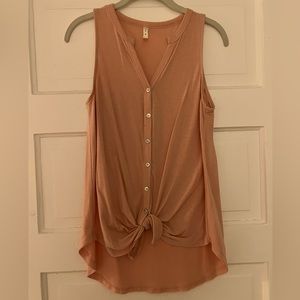 Light Pink Tie Front Shirt